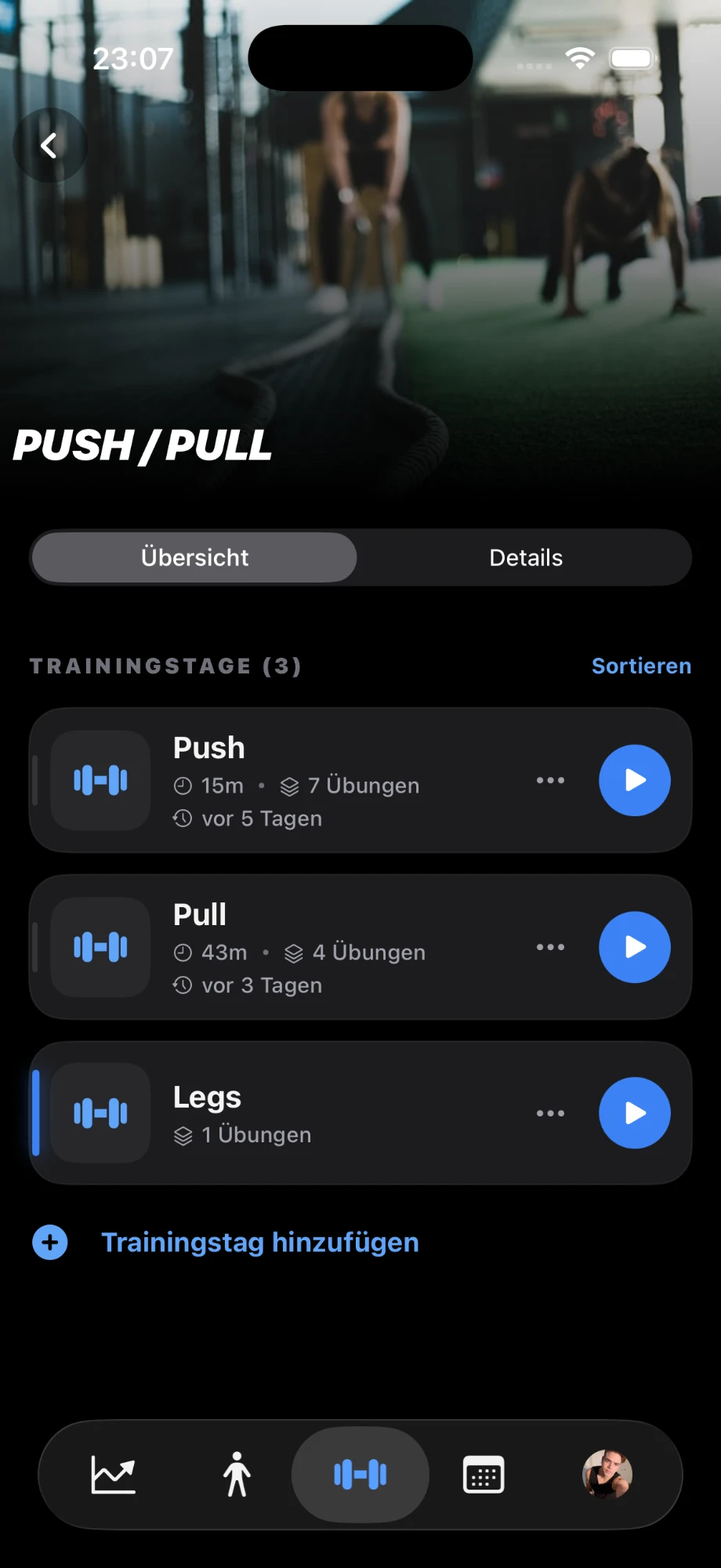 GymFit — Trainingsplan Push / Pull / Legs